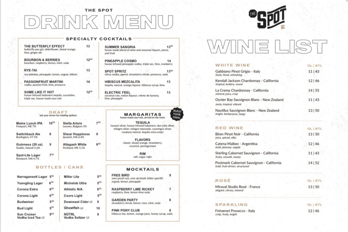 Summer Drink Menu