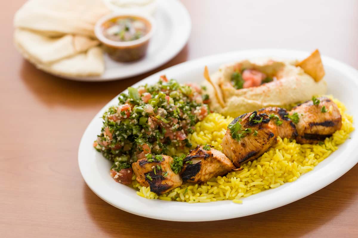 Chicken Skewer Plate Menu Chicken Dijon Mediterranean Catering