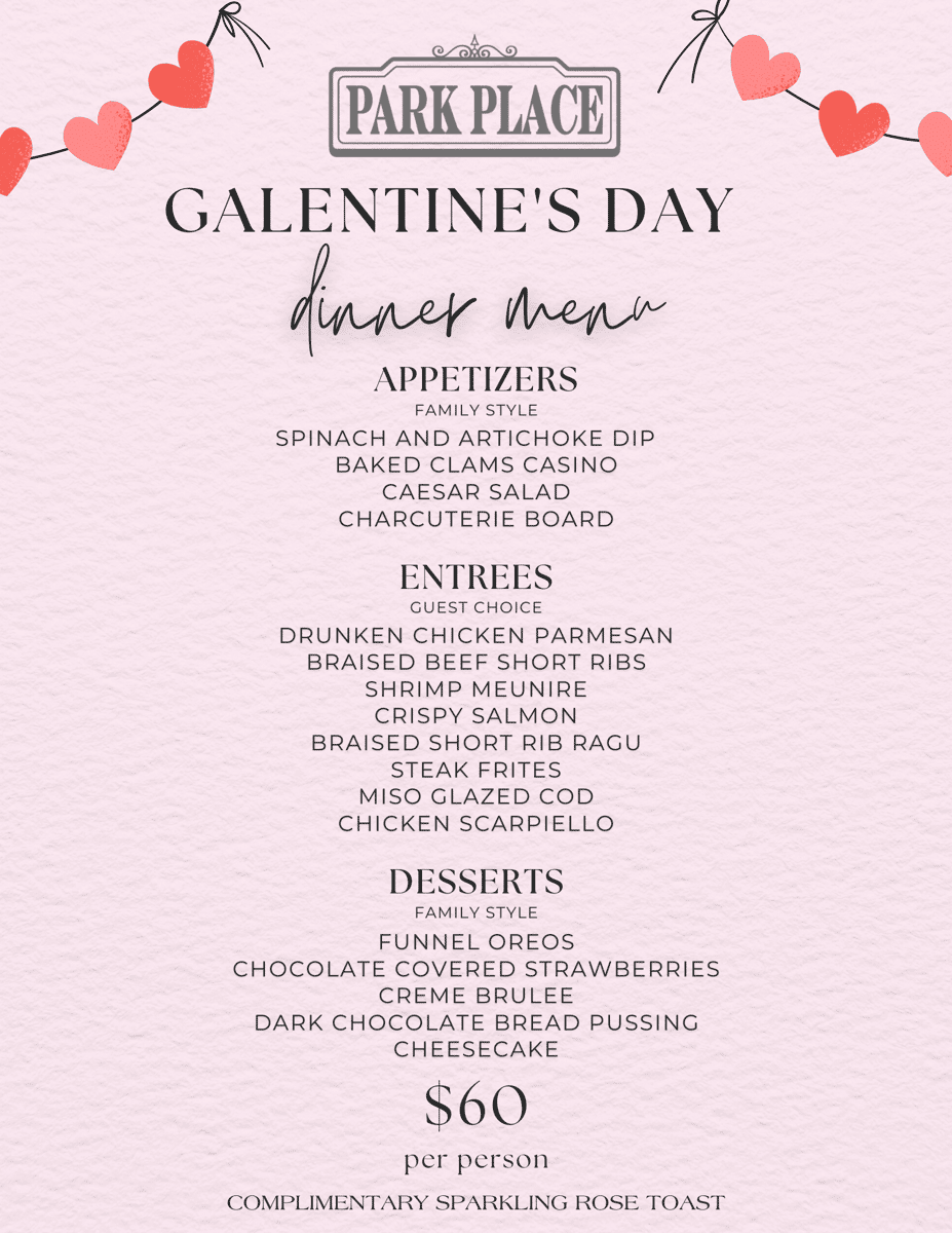Galentine's Day Dinner Menu