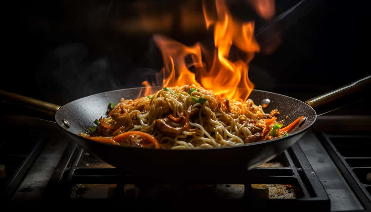 Pan of food on fire