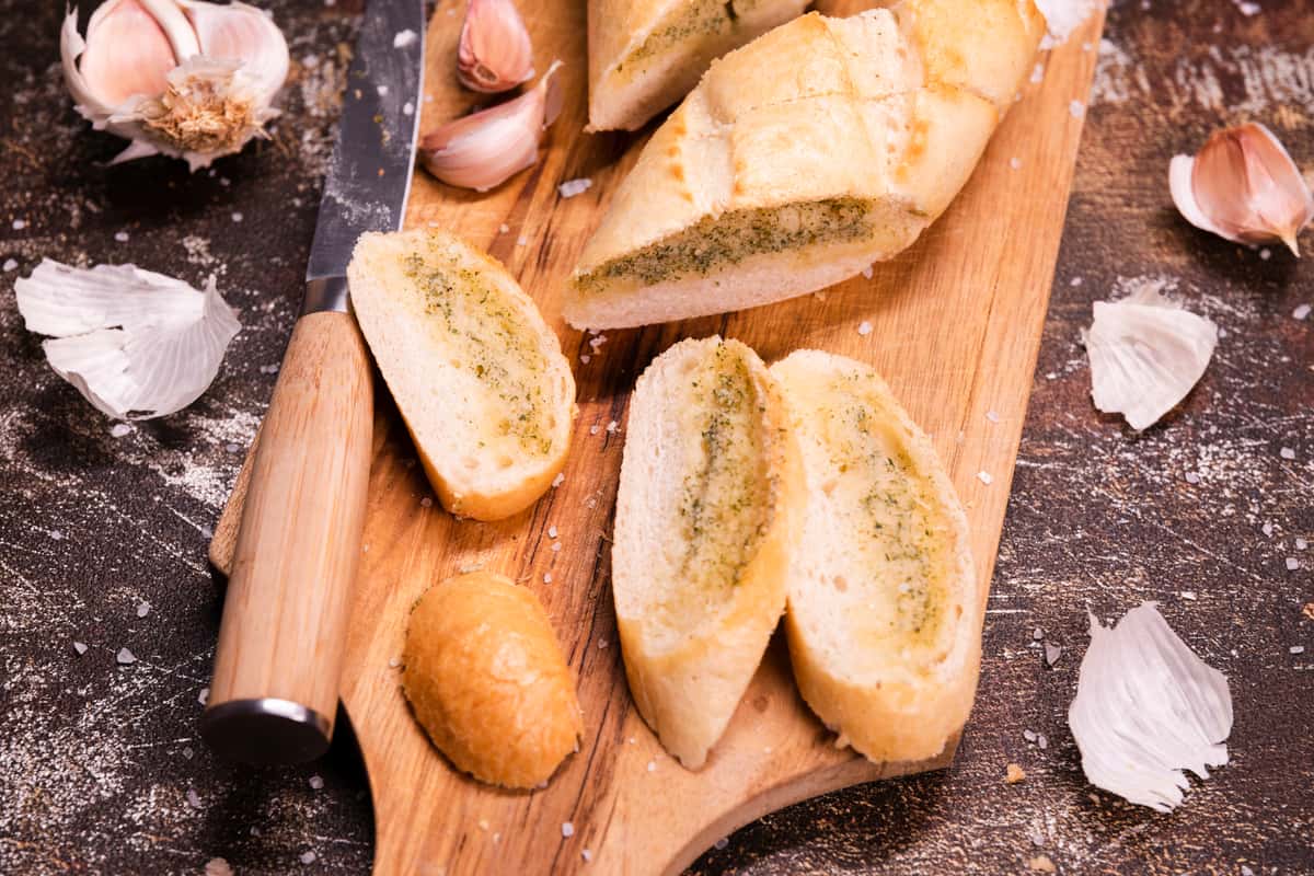 board with Italian bread