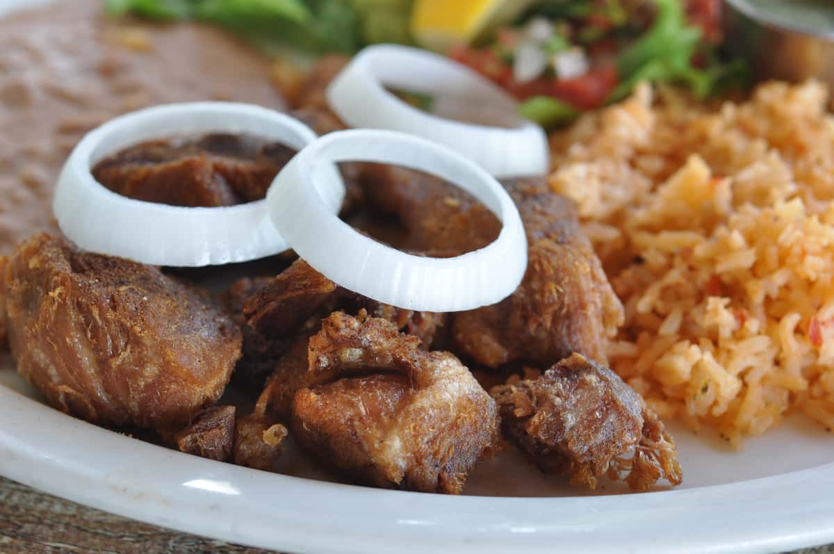 Steak and onion with rice