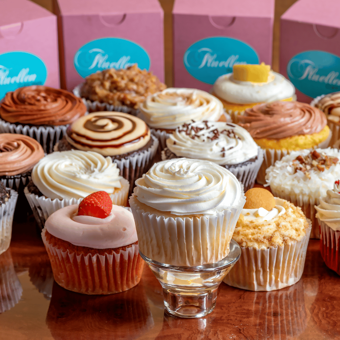 variety of frosted cupcakes