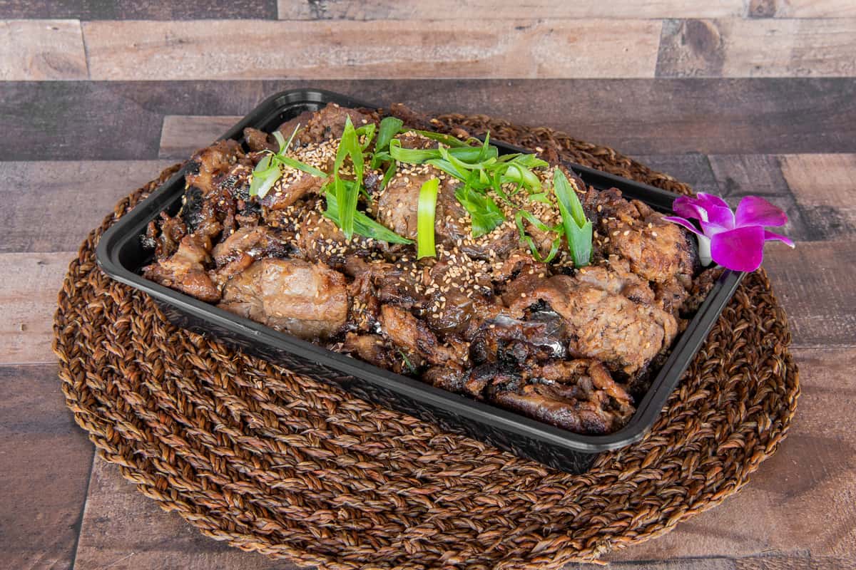 Teriyaki beef catering tray at Kalei's Kitchenette Hawaiian restaurant San Diego, perfect for events
