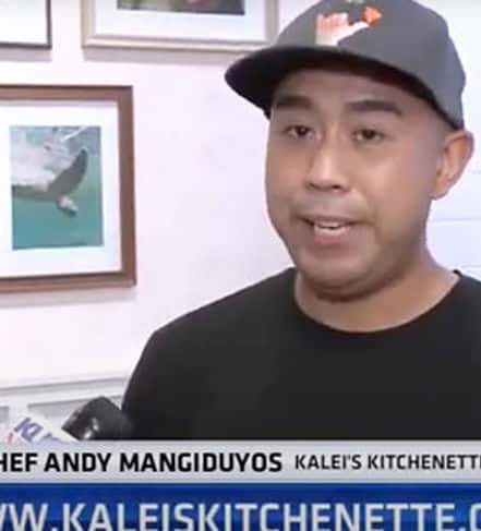 Screenshot from a video clip featuring the soft opening of Kalei's Kitchenette on KUSI news