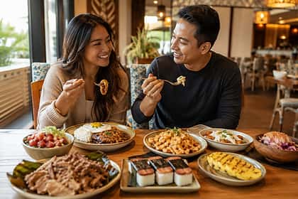 Couple eating