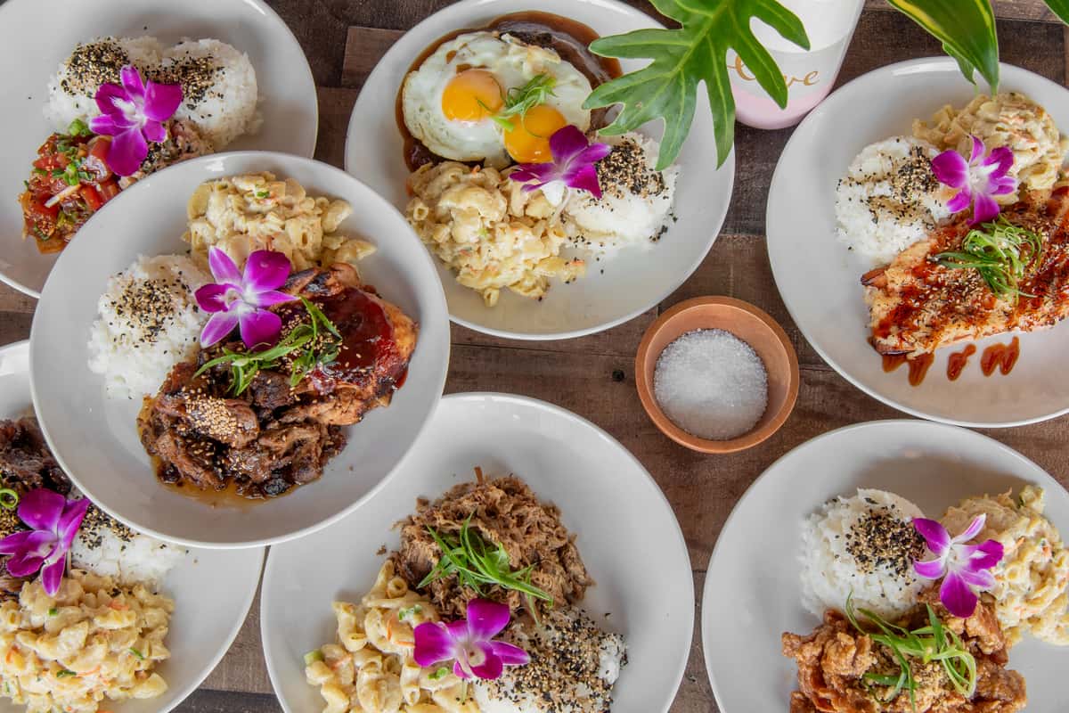 Featured Hawaiian dishes from Kalei's Kitchenette, showcasing signature comfort food in San Diego
