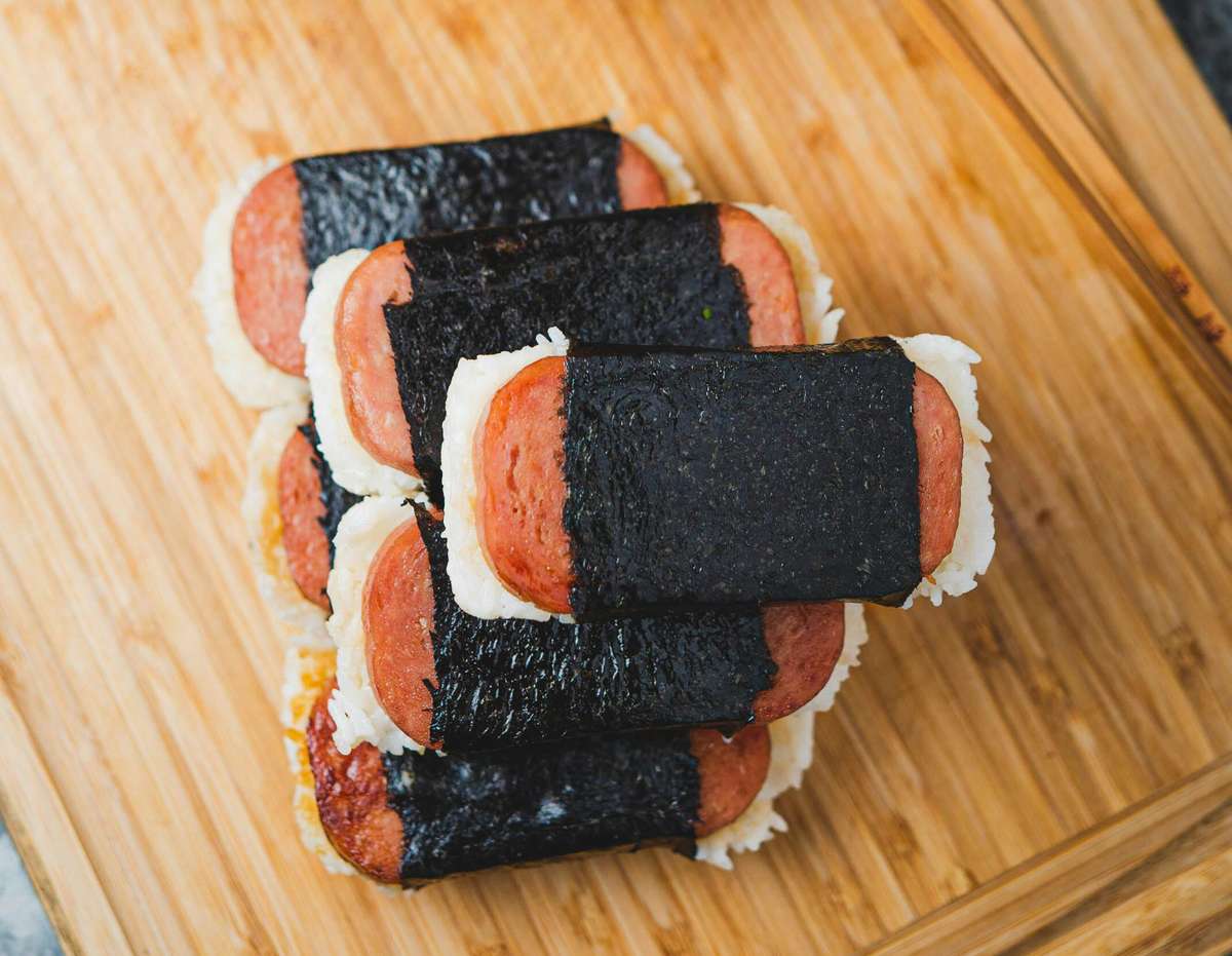 Spam and rice wrapped in nori