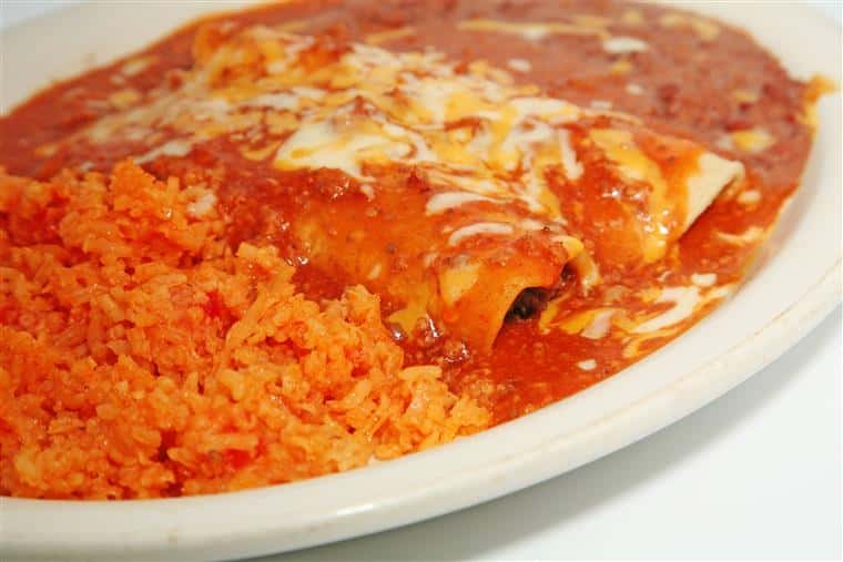 enchiladas with rice and beans