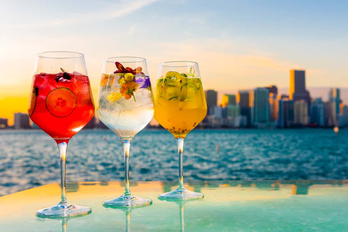 drinks by the miami skyline