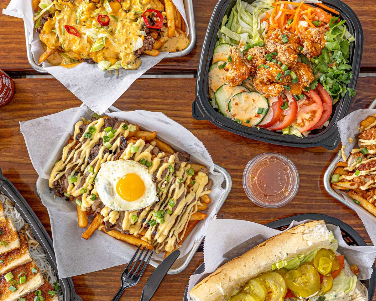 Spread of food on a table