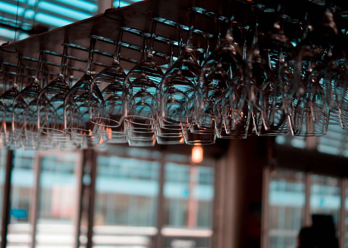 Hanging wine glasses