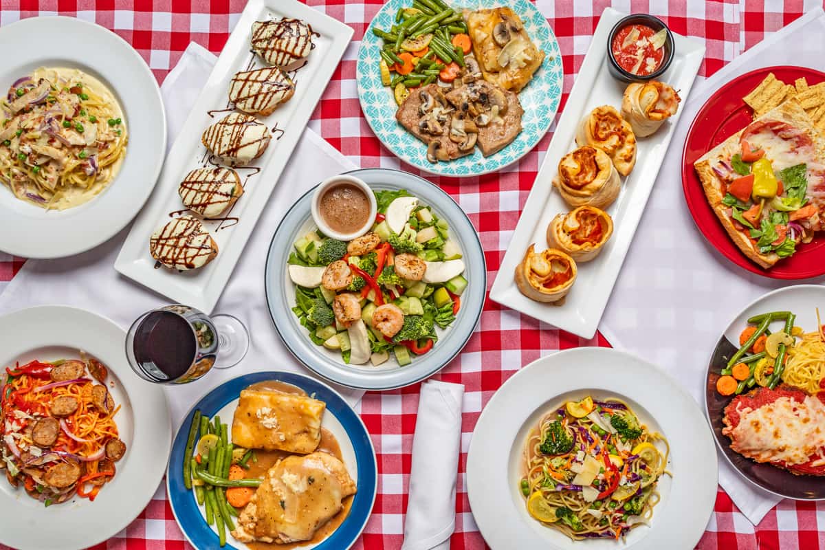 Various Italian dishes on a table