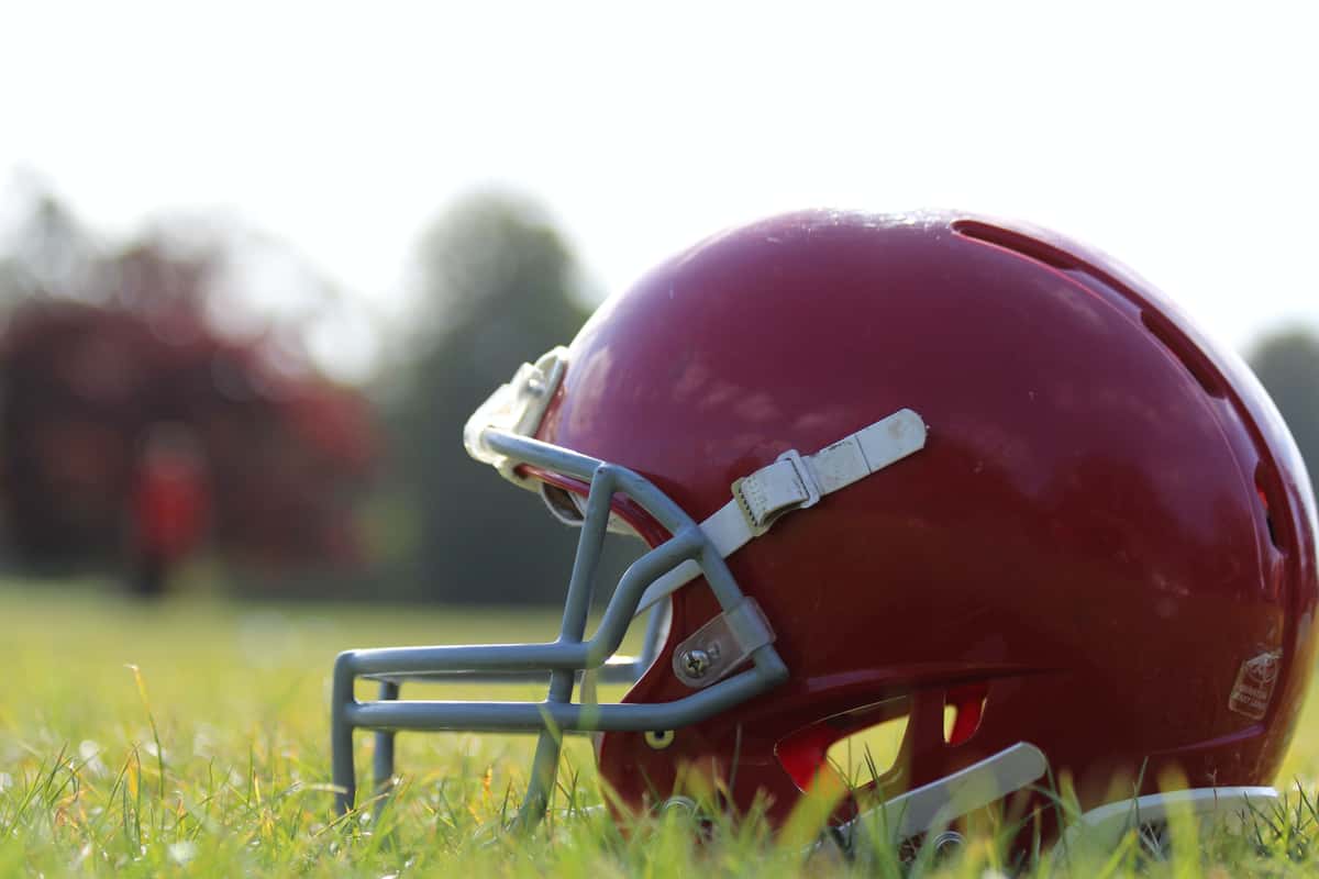 Red football helmet