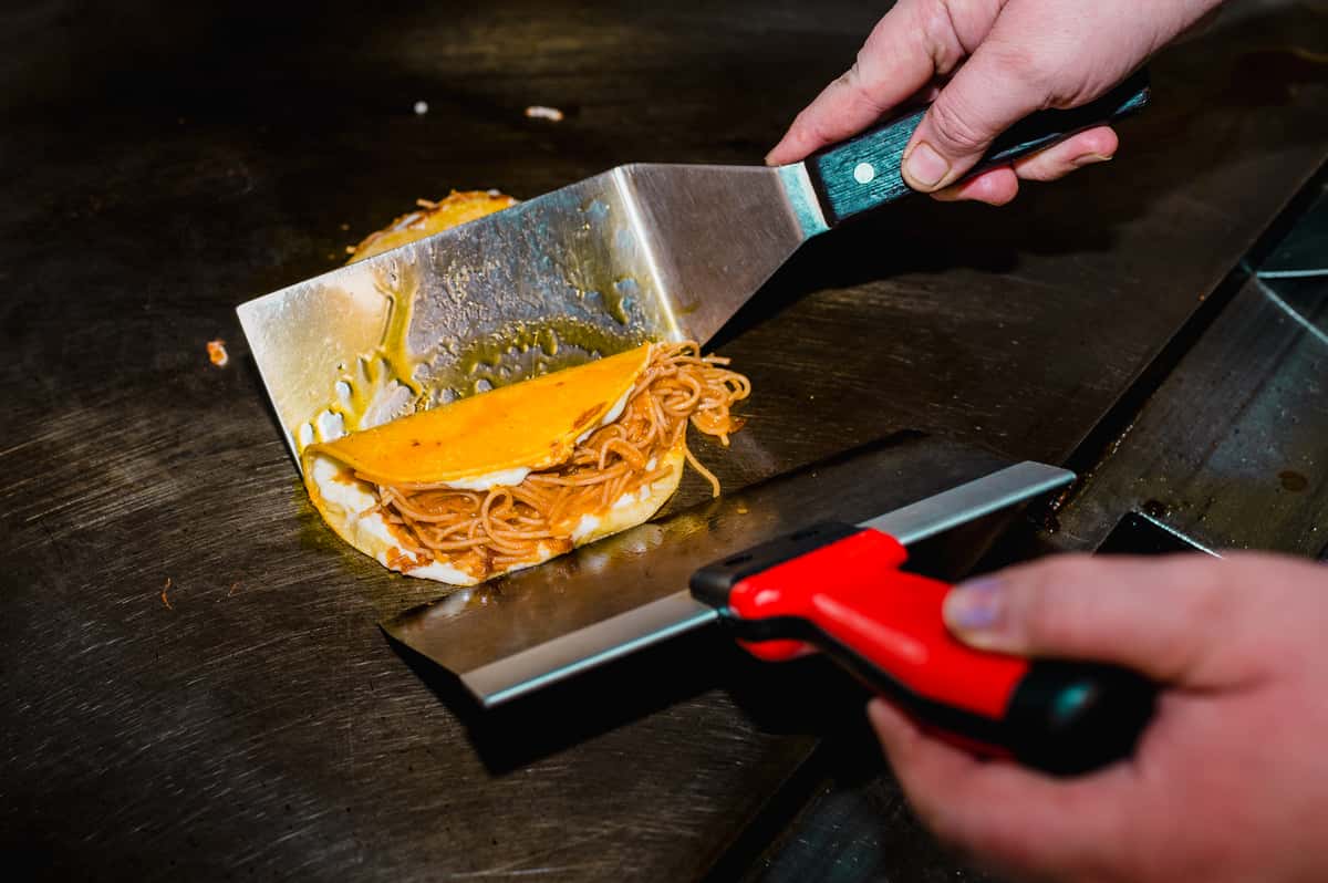 Cooking Spaghetti Tacos