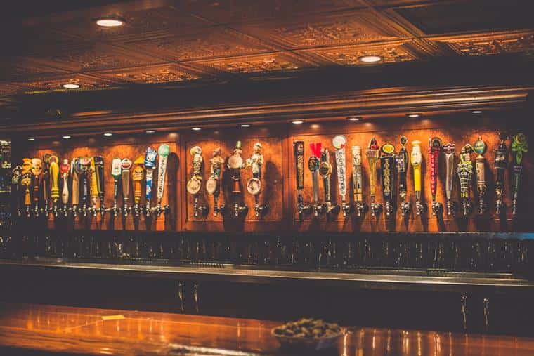 row of beer taps