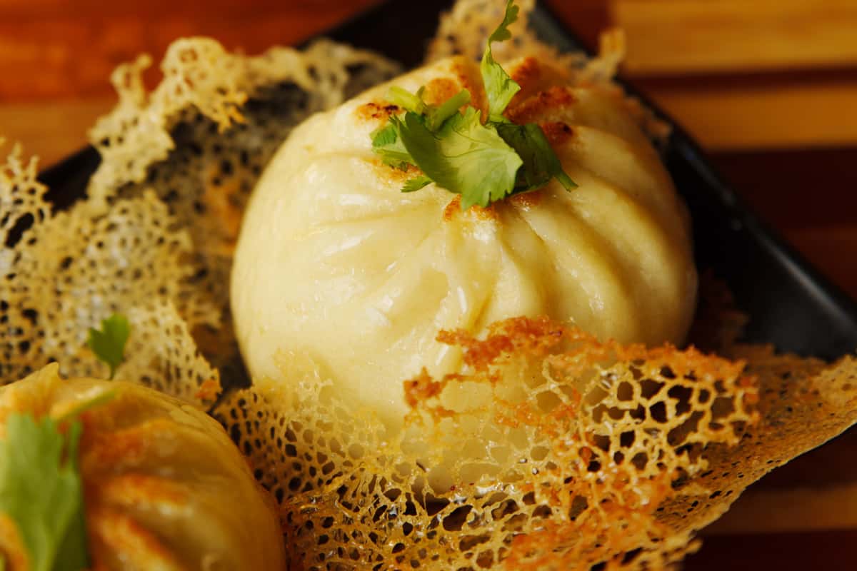 Seared bao close up