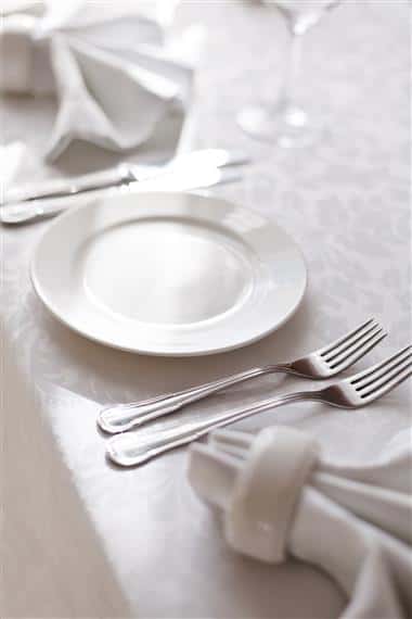 place setting with cloth napkins set up for a private party