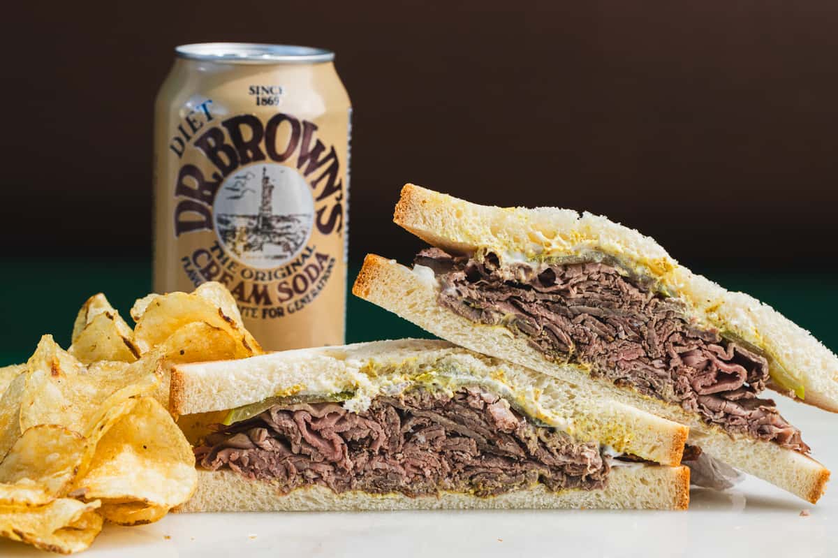 sandwich and soda