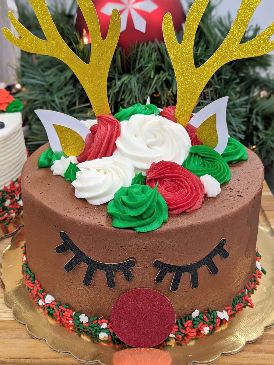 Reindeer Cake with Fondant Decor with Vanilla Buttercream Frosting - Blue -  Aggie's Bakery & Cake Shop