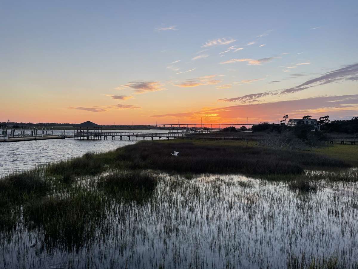 Waterfront views with seafood dinner