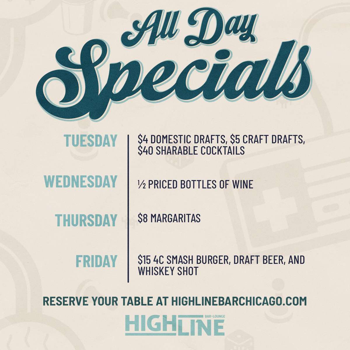 Thursday Night Football - Highline  River North Sports Bar & Arcade Bar