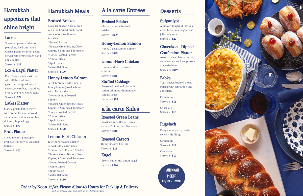 Hannaukah Menu