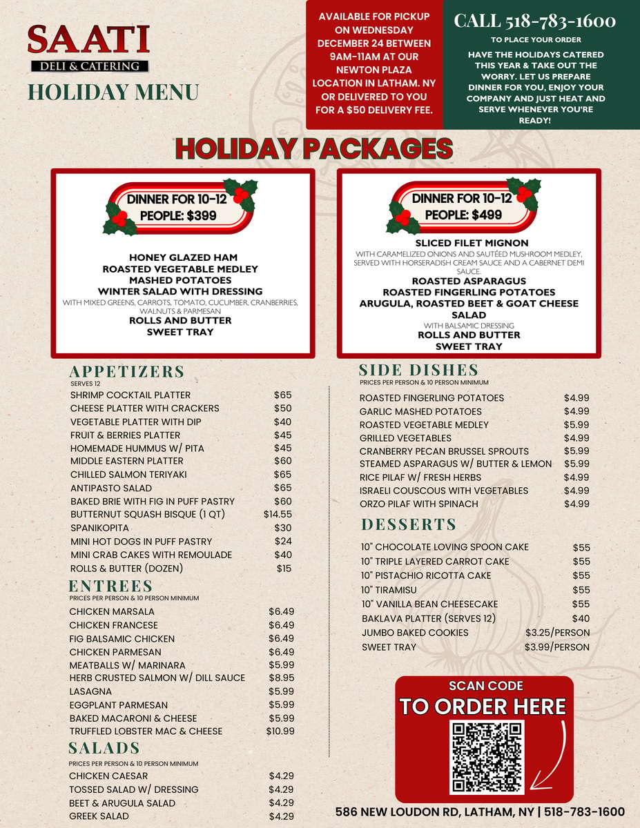 holiday menu
