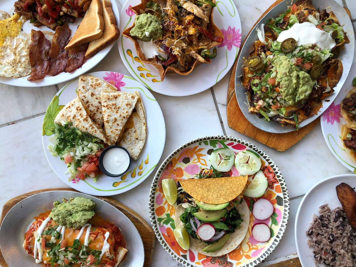 assorted mexican food on table