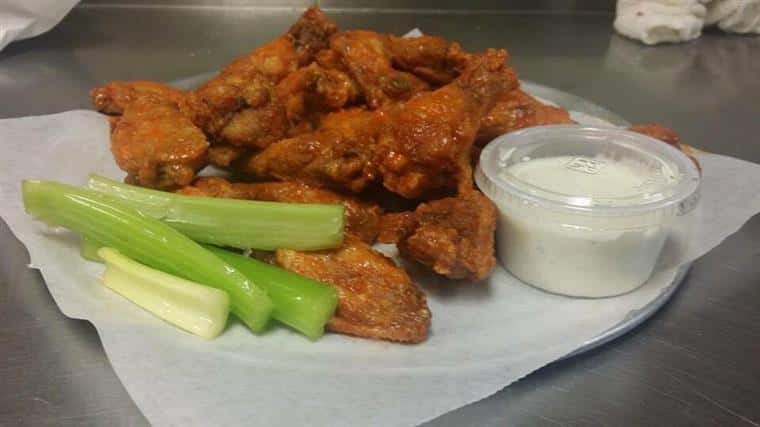 wings, celery and dipping sauce