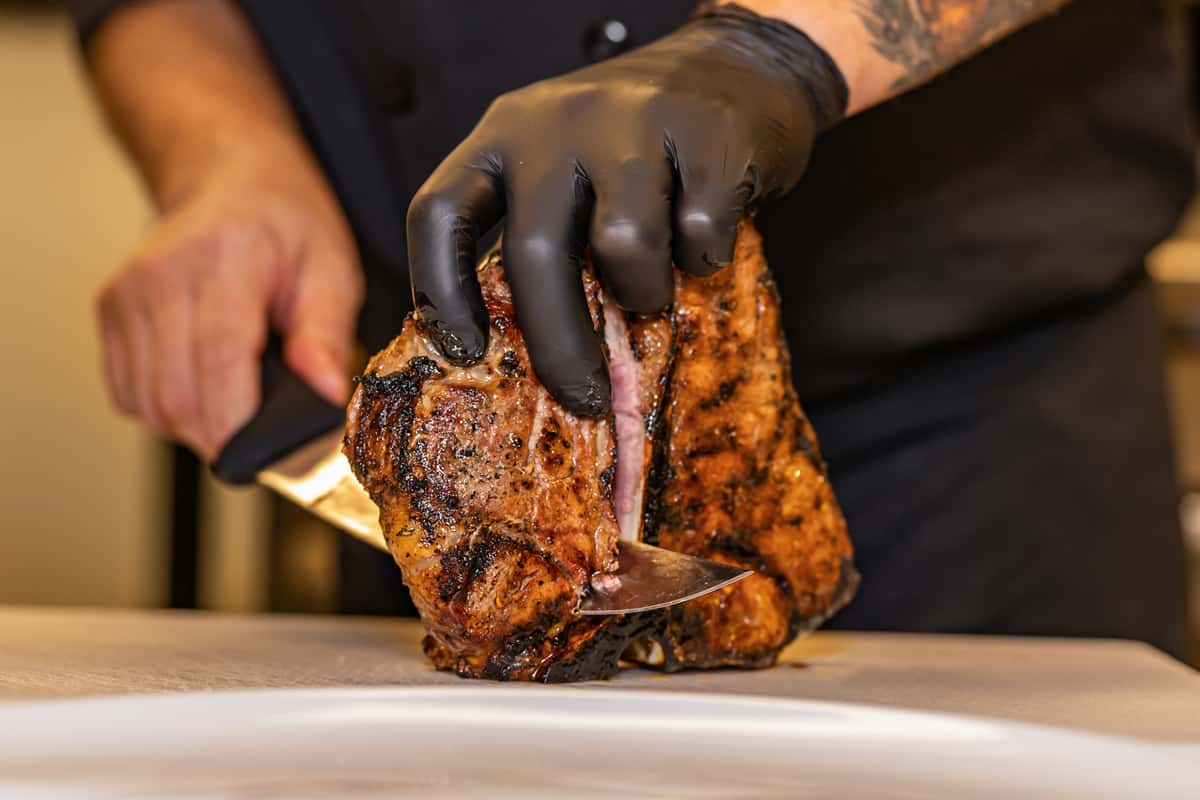 chopping meat