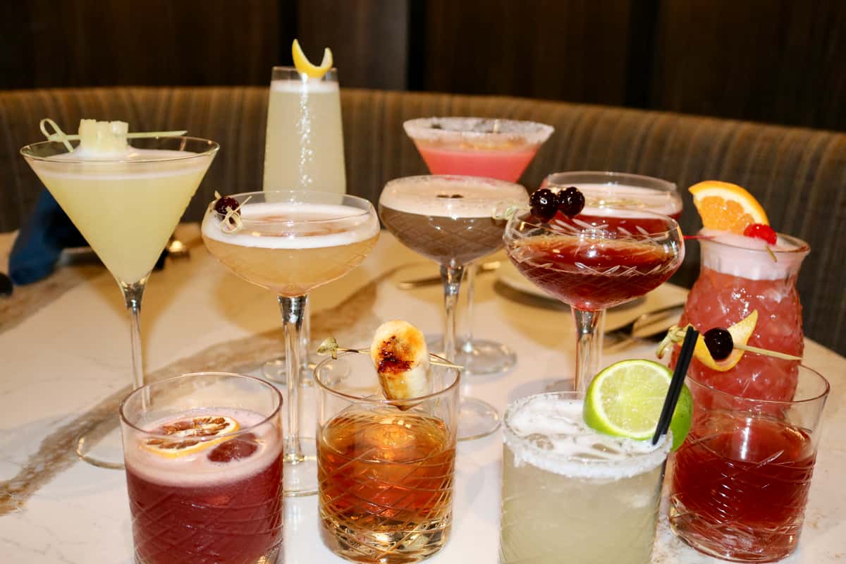 multiple drinks on a table