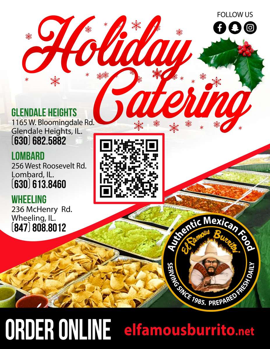 el famous burrito holiday catering flyer