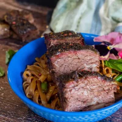 Sticky Smoked Dinosaur Ribs with Udon