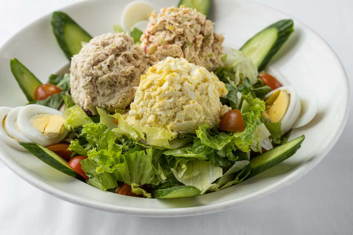 salad with tun and egg salad