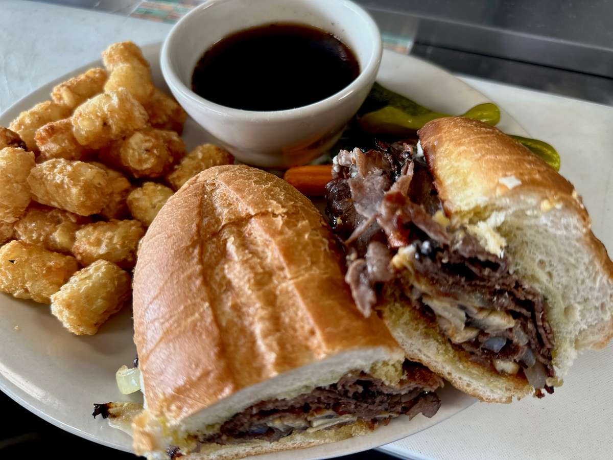 sandwich and tots