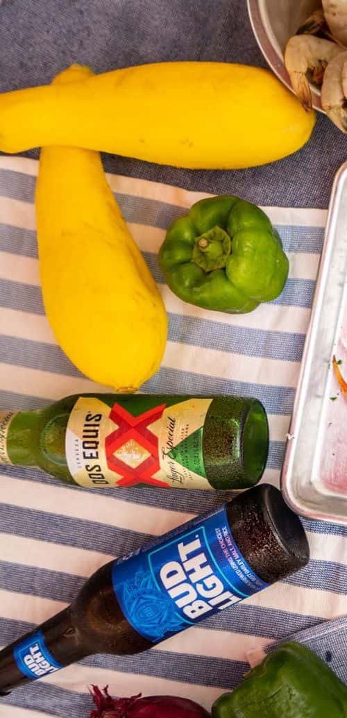 Beer and fresh vegetables