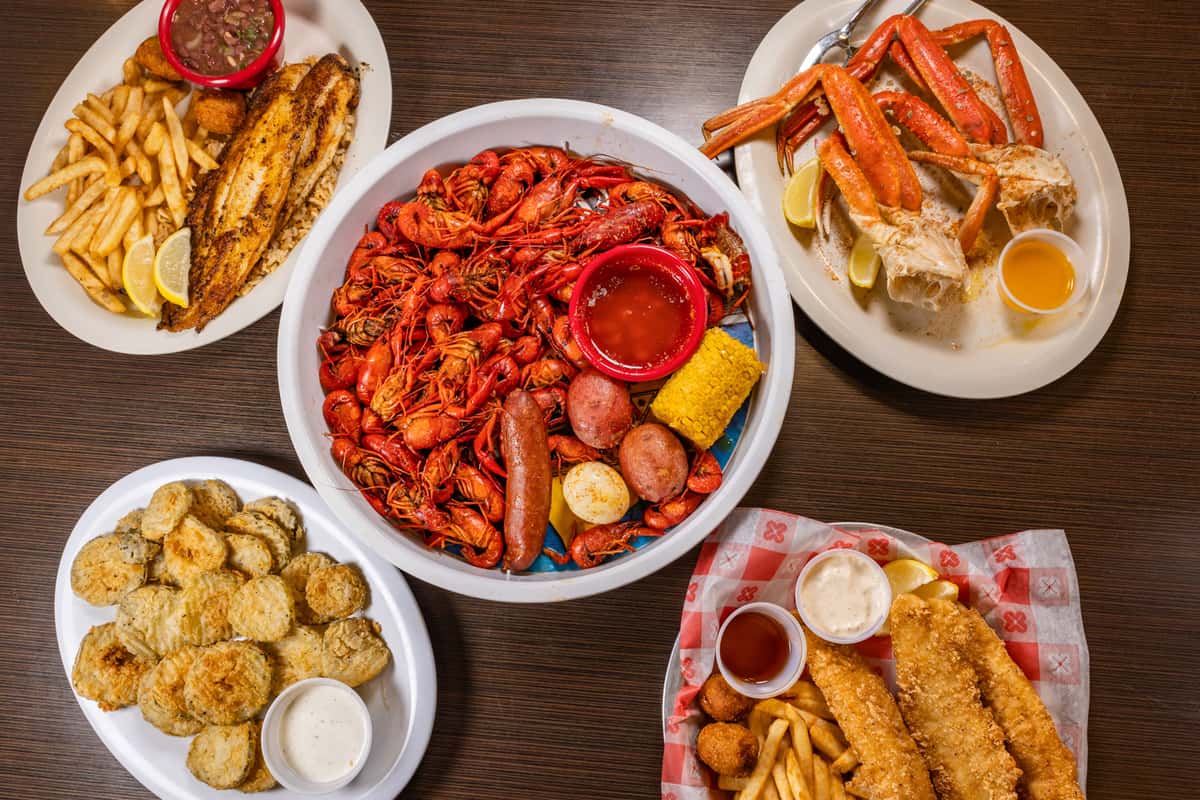Spread of food top view