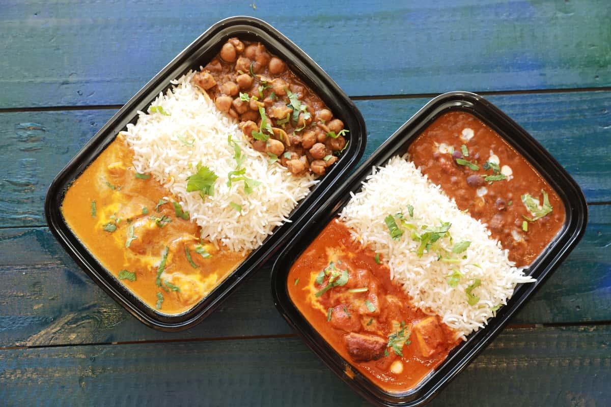 Two combo meals in to-go trays