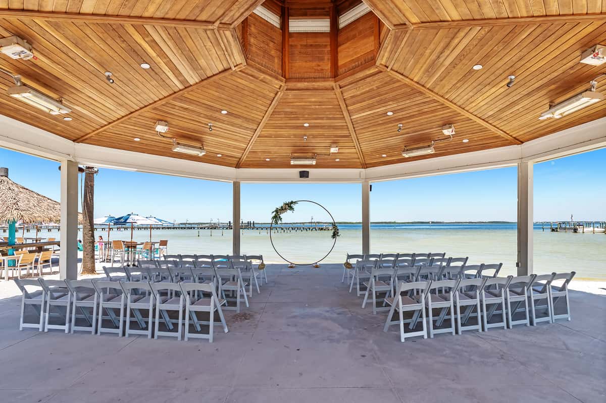 pavilion on the beach overlooking the ocean