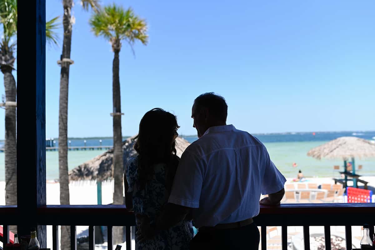 Couple standing on a terrace