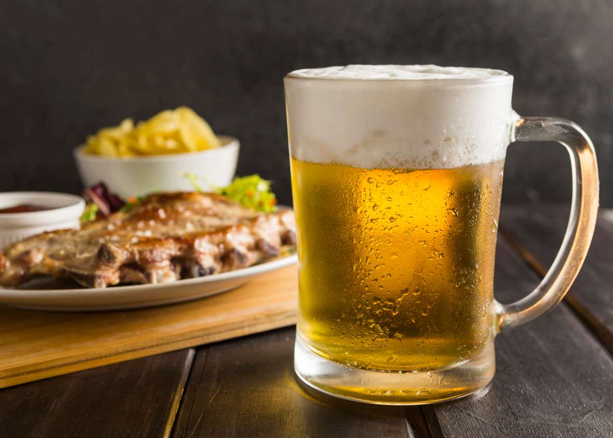 beer and dish
