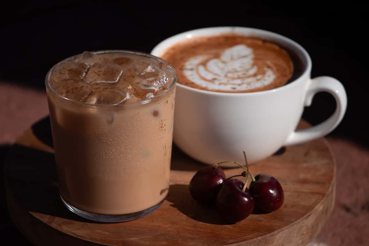 iced and hot coffee
