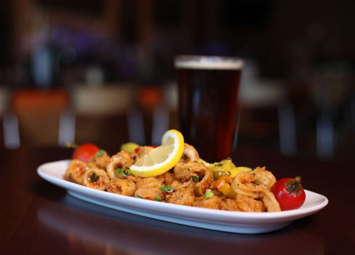 calamari and draft beer