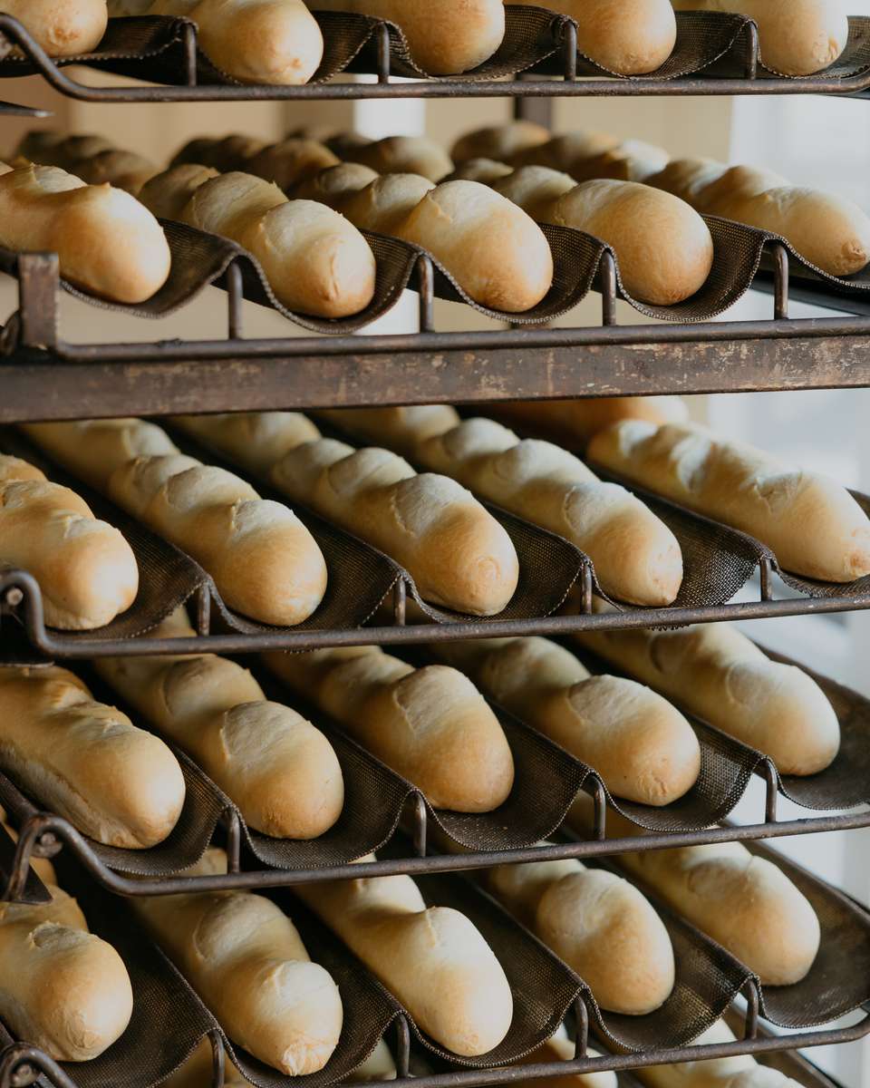 Rack of Parbaked Baguettes