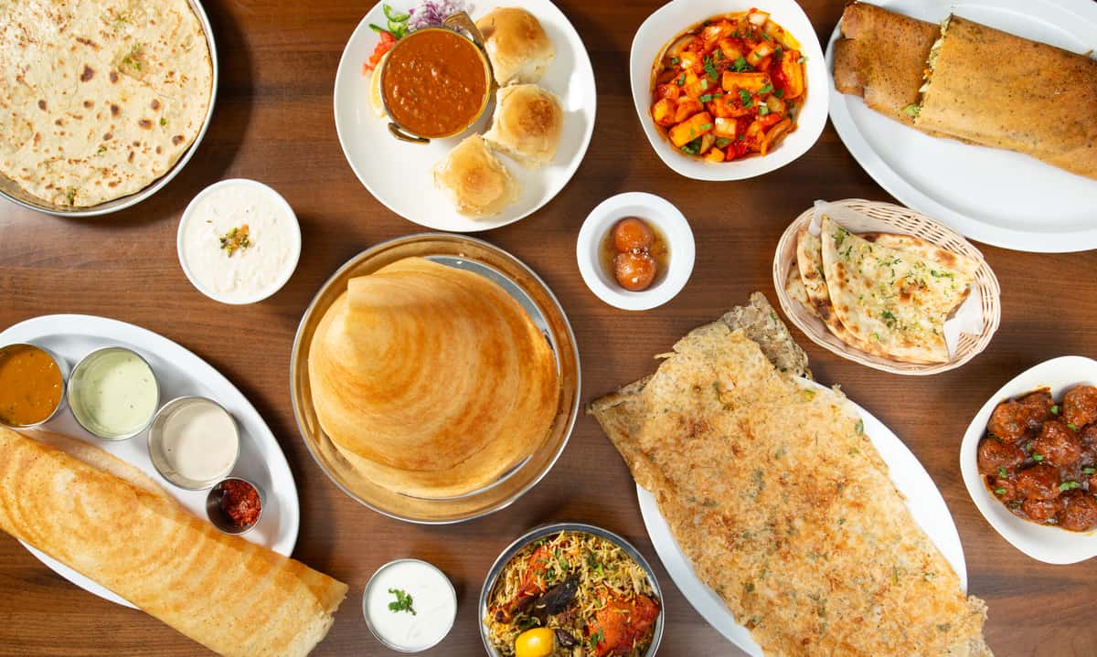 Authentic Indian food spread