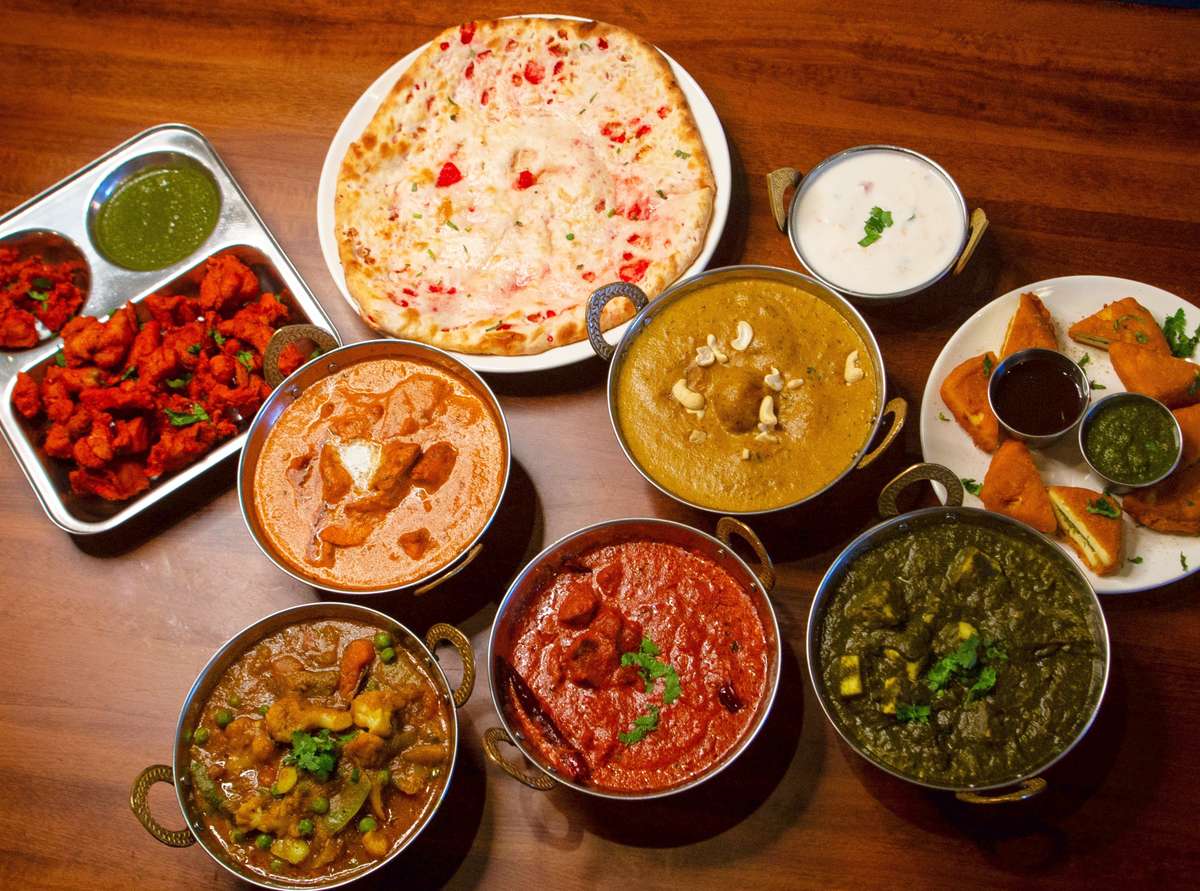 Large spread of Indian food