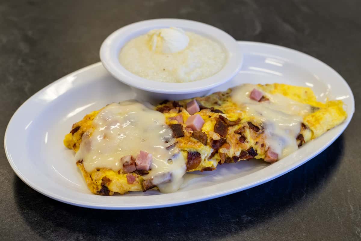 bacon and ham omlette