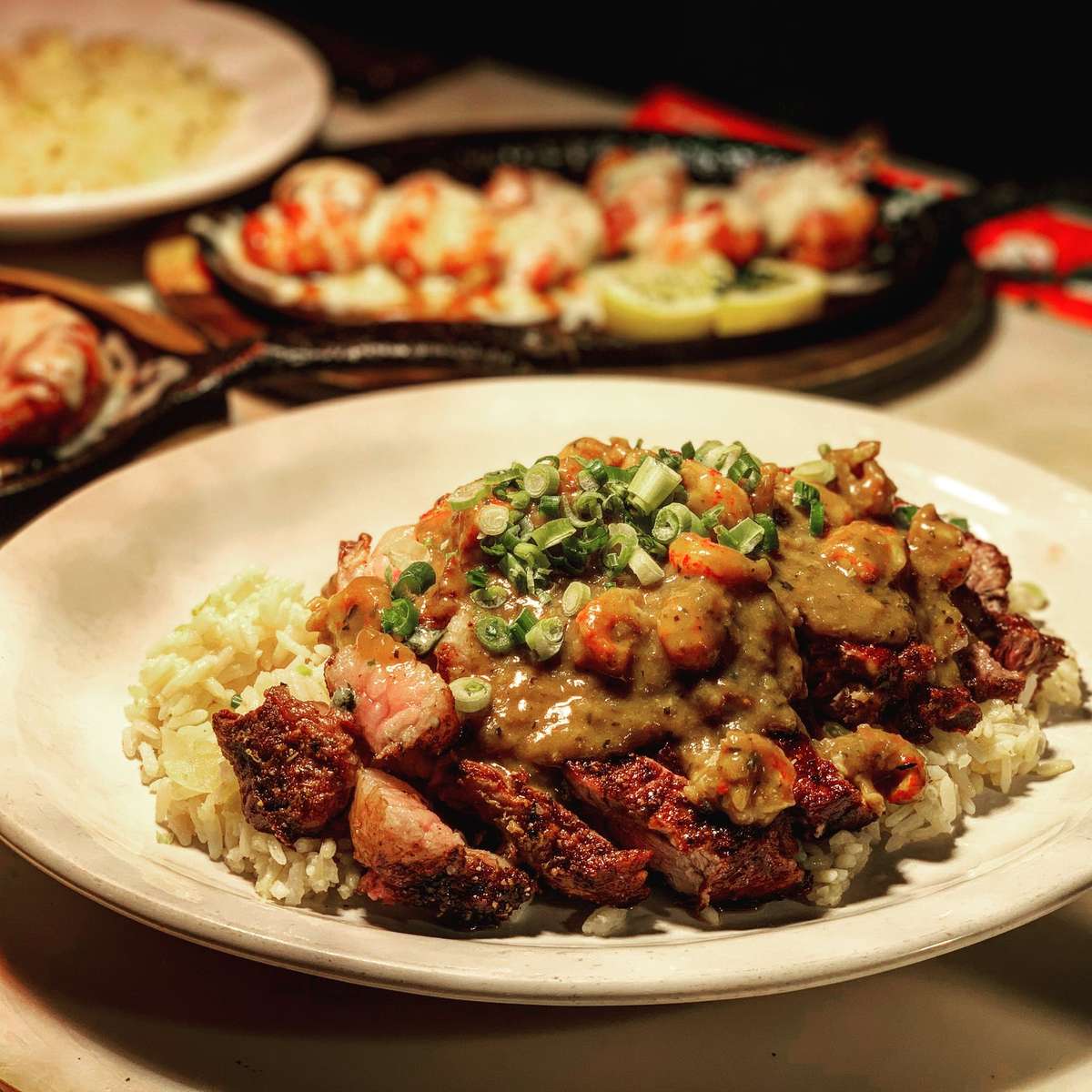 Cajun Fried Ribeye EC Dinner Menu Greek Bros. Oyster Bar & Grill