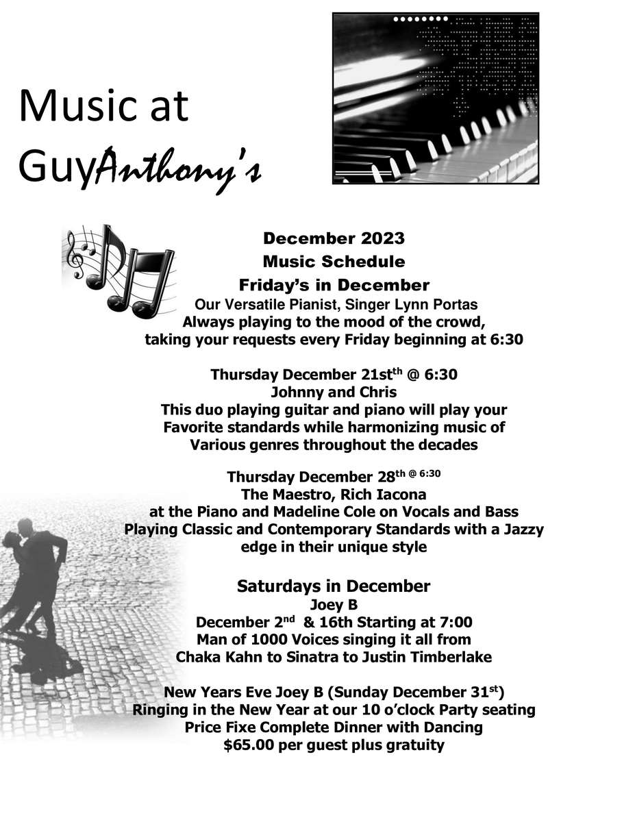 music at Guy Anthony flyer